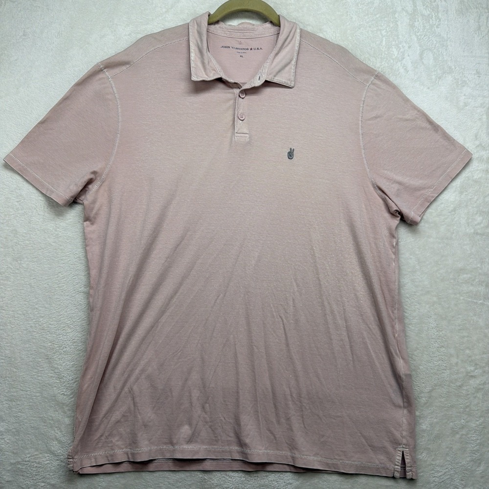 John Varvatos USA Polo Shirt Mens XL Pink Short Sleeve Designer Casual Golf